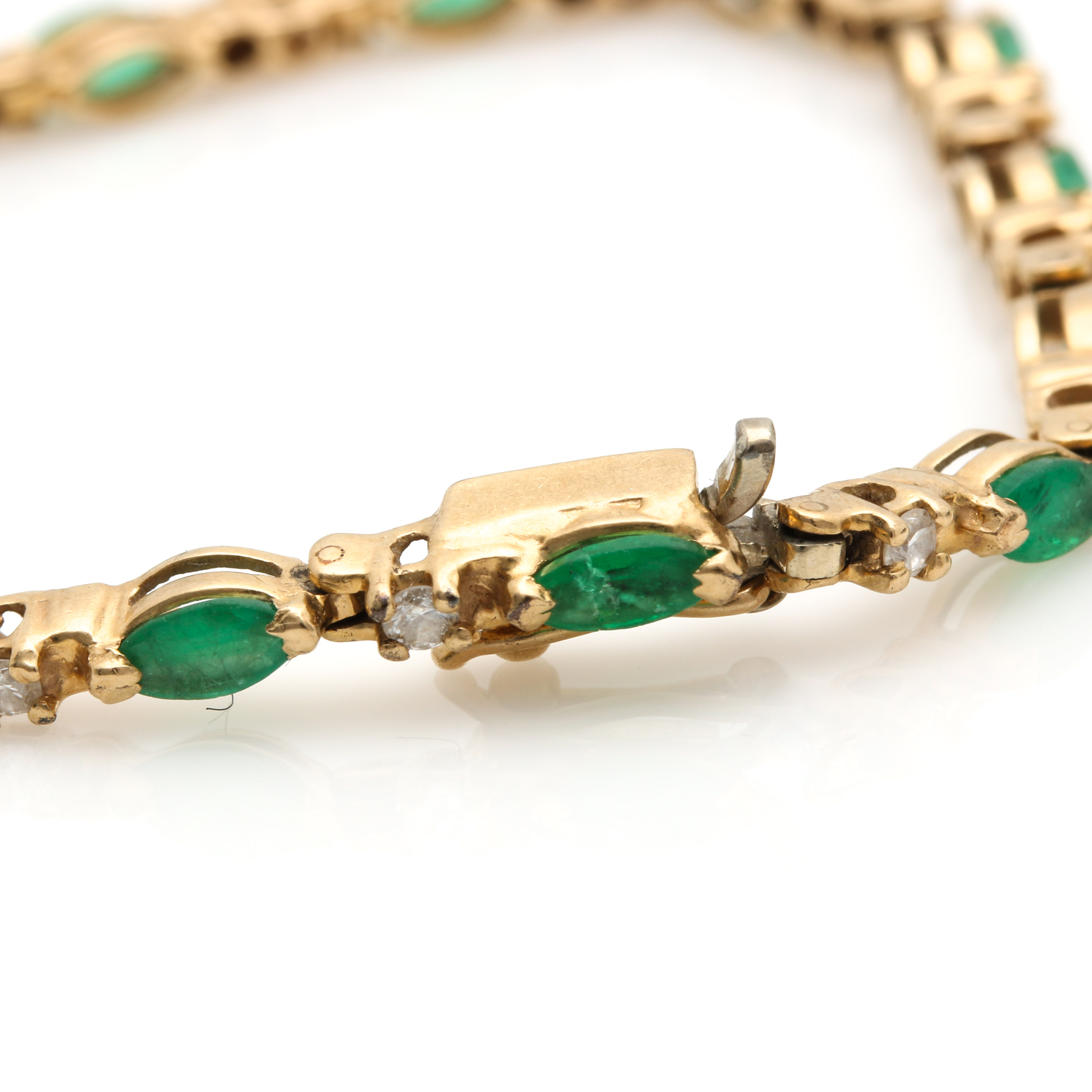 Clyde Duneier 14K Yellow Gold Emerald and Diamond Tennis Bracelet