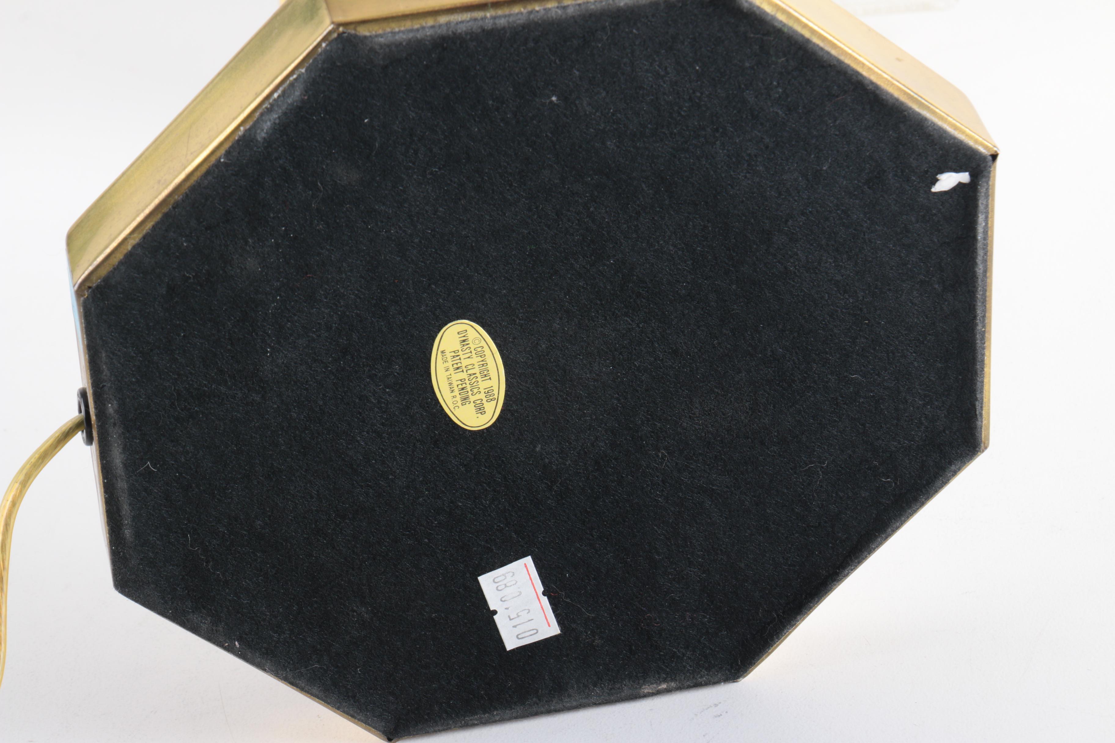 Vintage Clear Ribbed Glass and Brass Banker's Desk Lamp