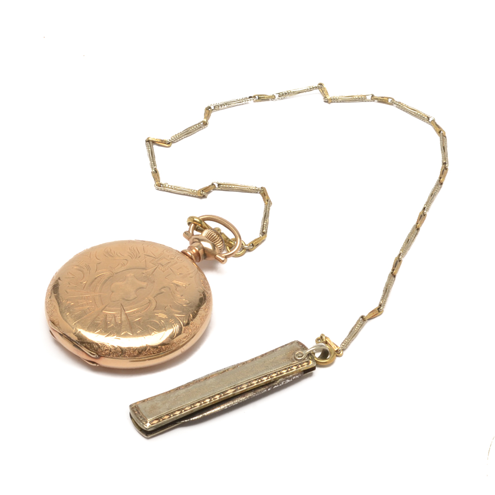Antique Waltham Hunting Case Pocket Watch with Pocketknife Fob