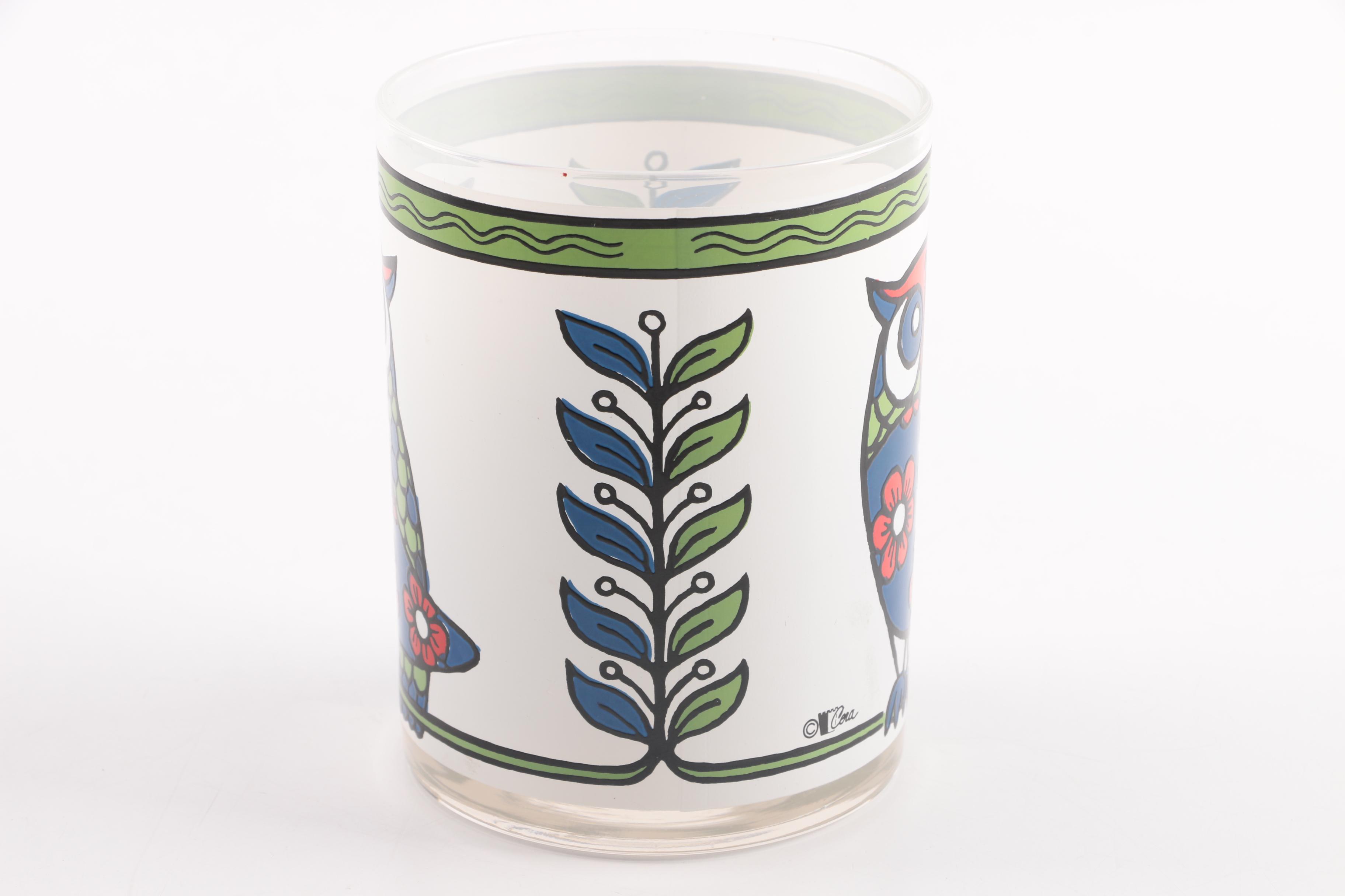 Mid Century Modern Cera Owl Cocktail Glasses