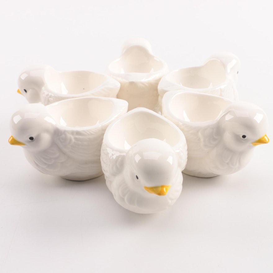 Vintage Midwest Japan Ceramic White Chick Egg Cups