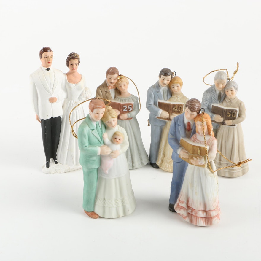 Assorment of Enesco Figurines Including Bride and Groom