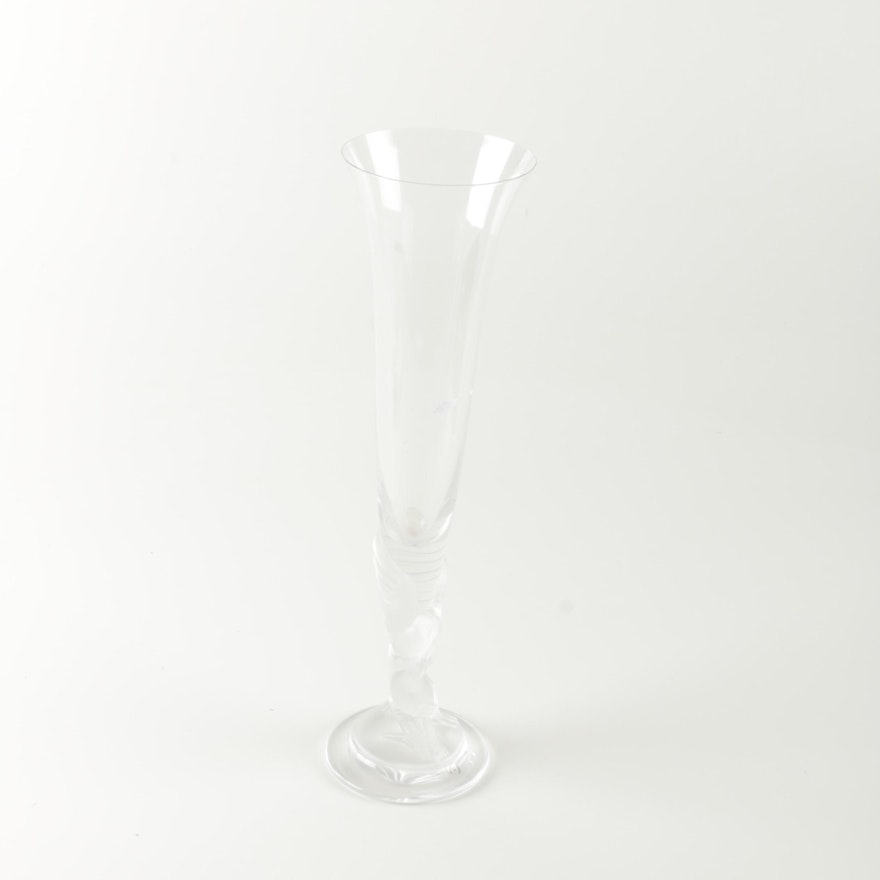 Clear Glass Vase with Dove Figurine Base