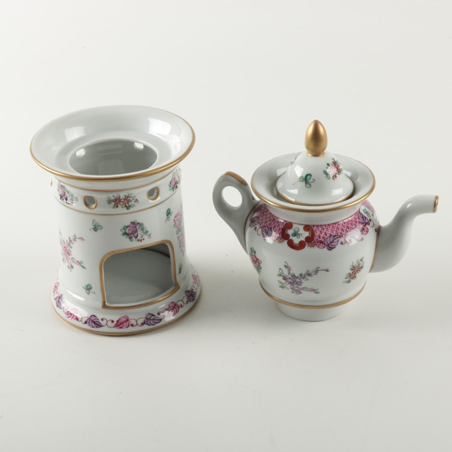Porcelaine De Paris Miniature Teapot and Veilleuse