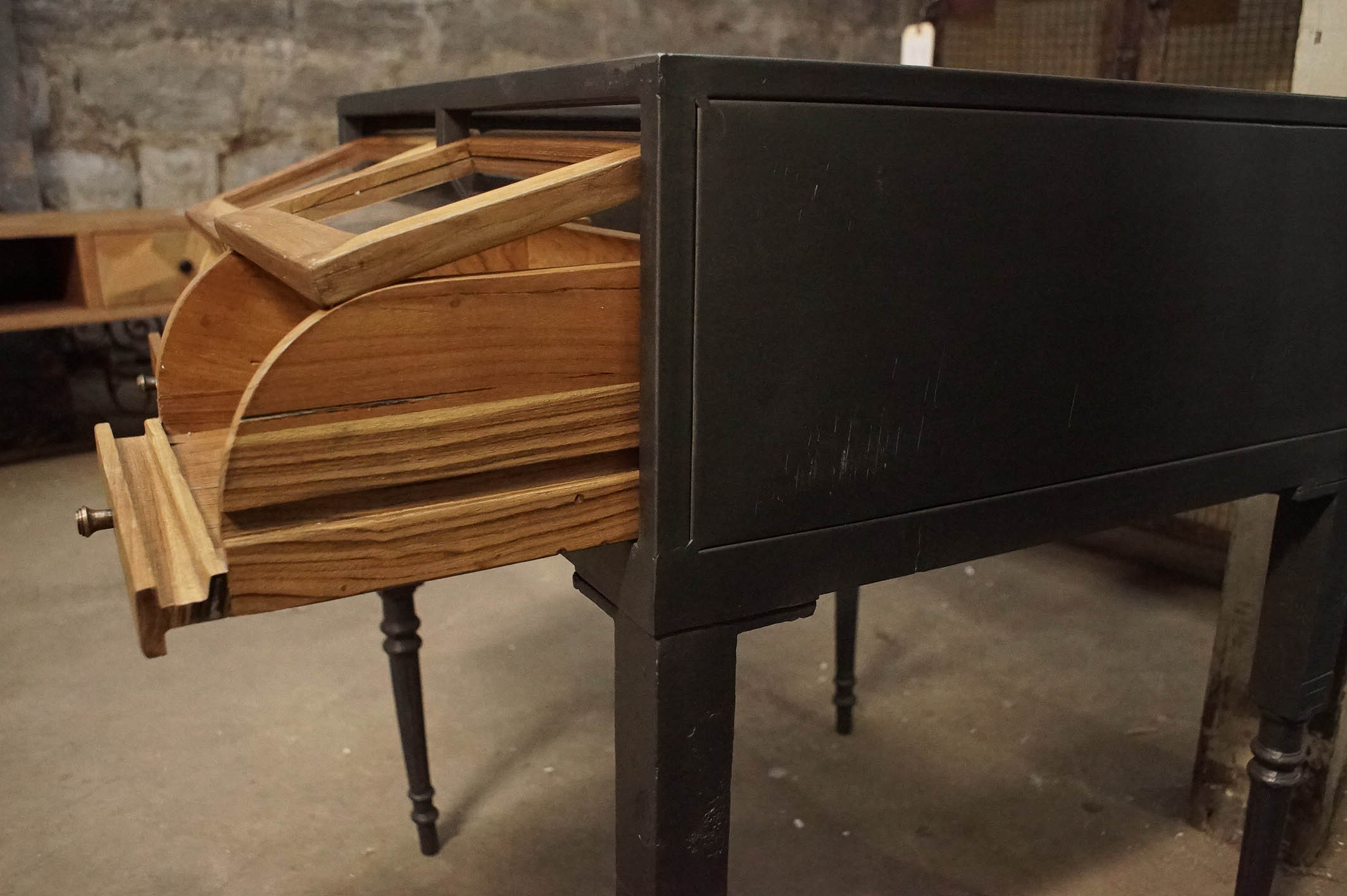 Storage Table with Glass Top
