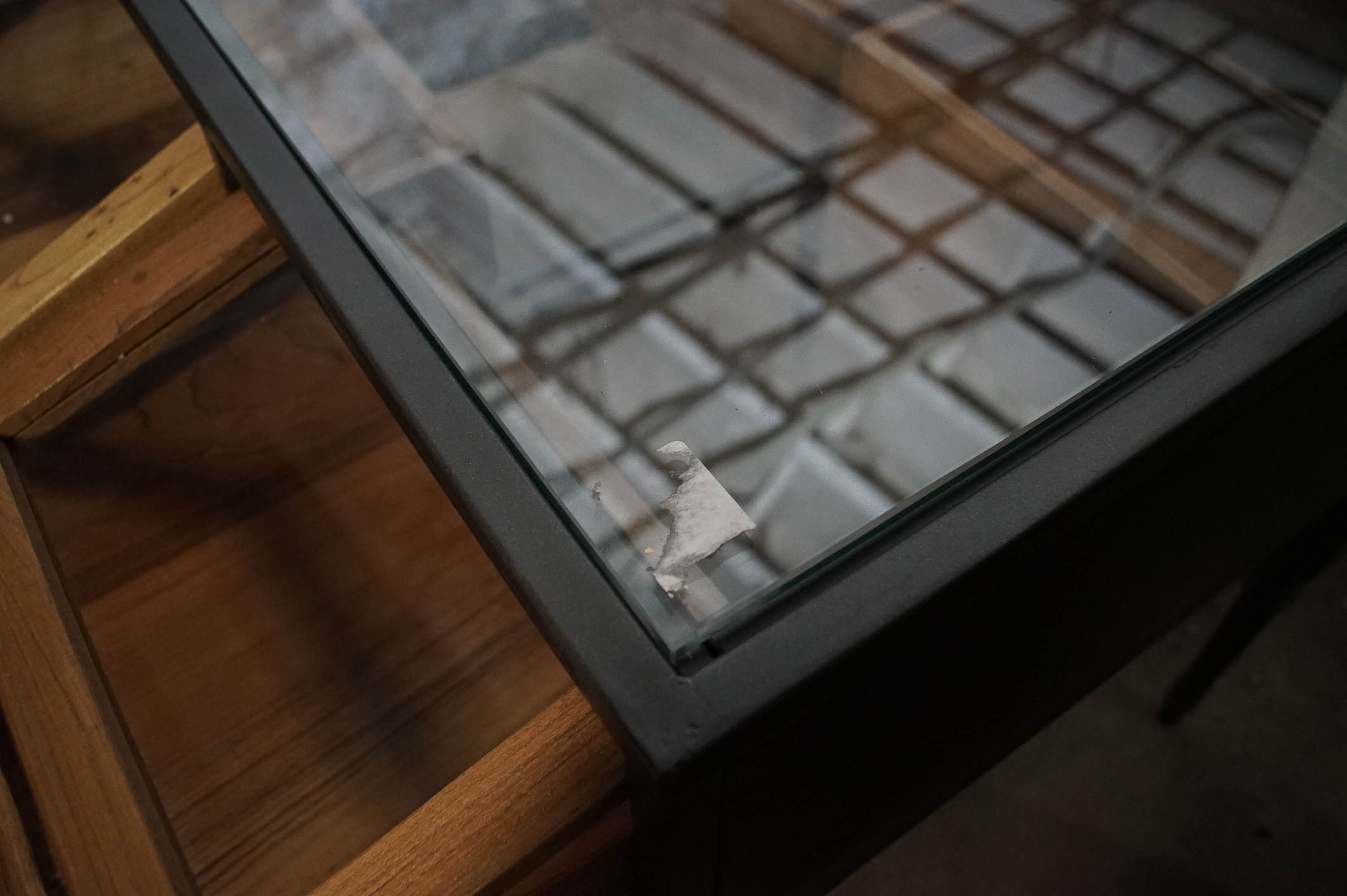 Storage Table with Glass Top