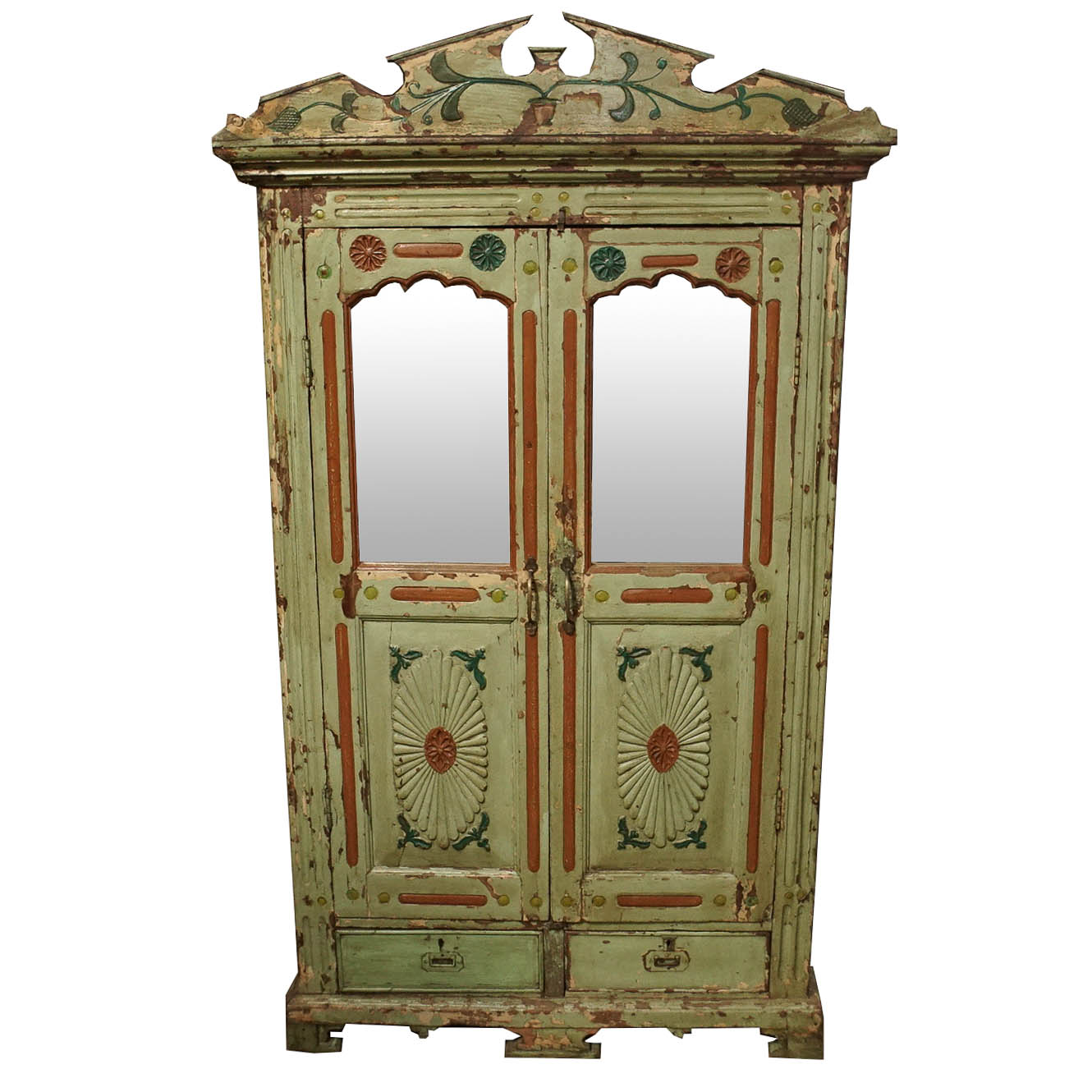 Antique British Colonial Painted Wardrobe