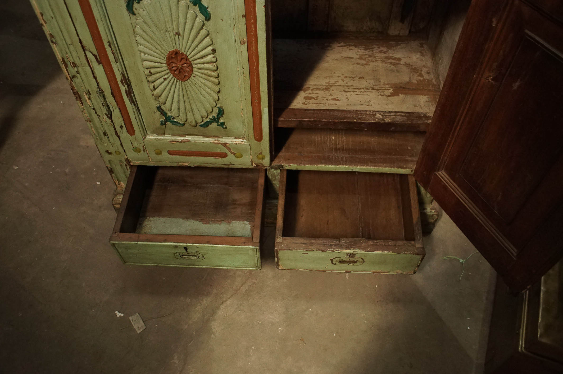 Antique British Colonial Painted Wardrobe