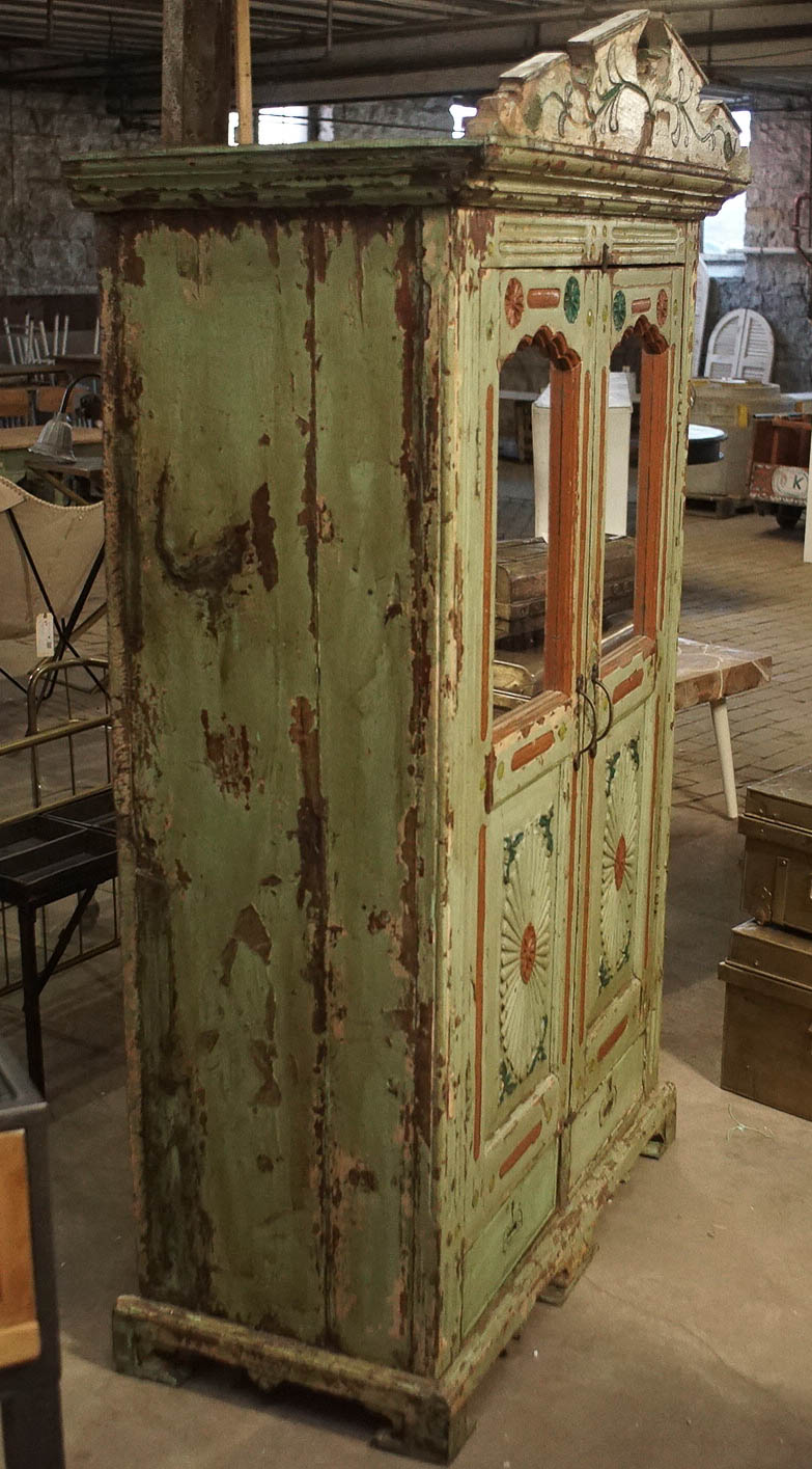 Antique British Colonial Painted Wardrobe