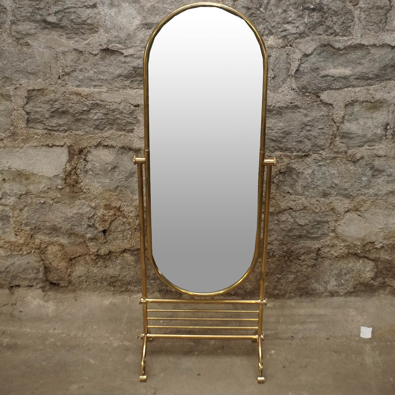 Brass Standing Cheval Mirror