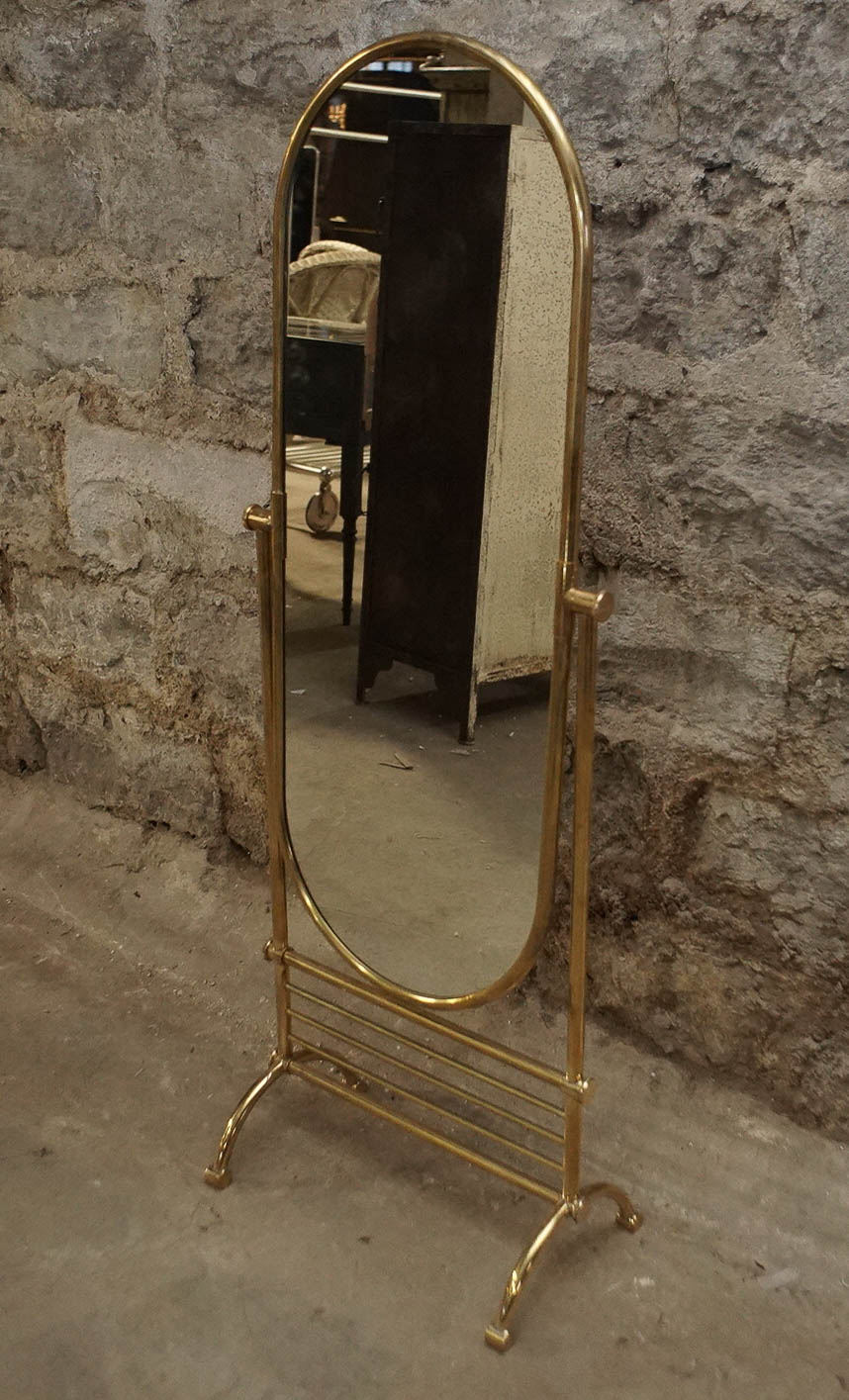 Brass Standing Cheval Mirror
