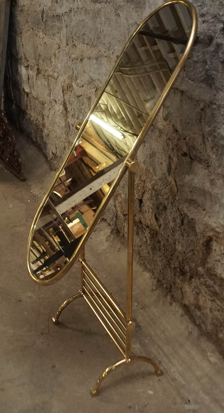 Brass Standing Cheval Mirror