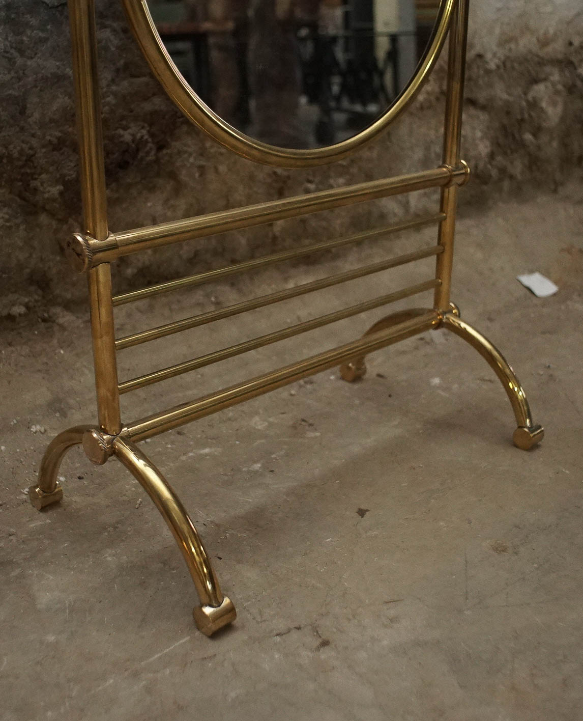 Brass Standing Cheval Mirror