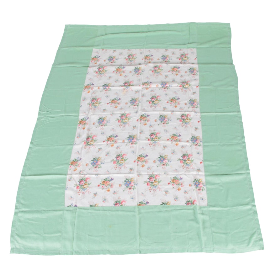 Green and Floral Rectangular Tablecloth