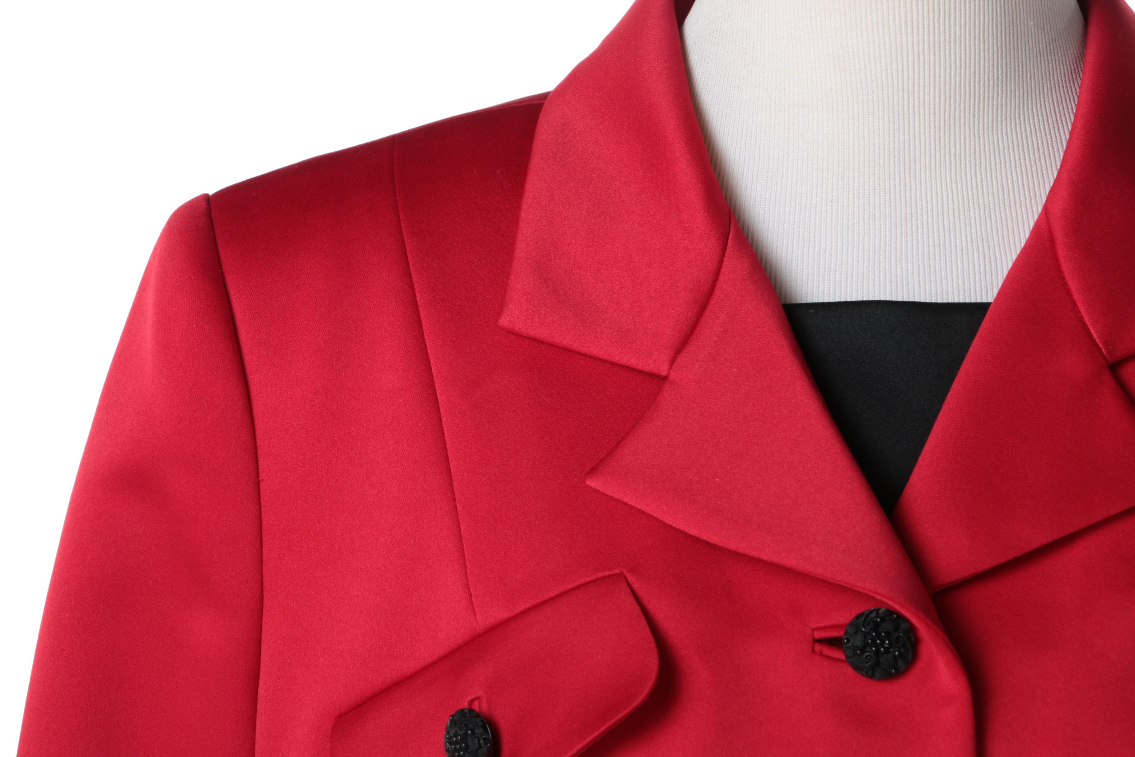 1980s Vintage Blacktie Oleg Cassini Red Blazer and Black Dress