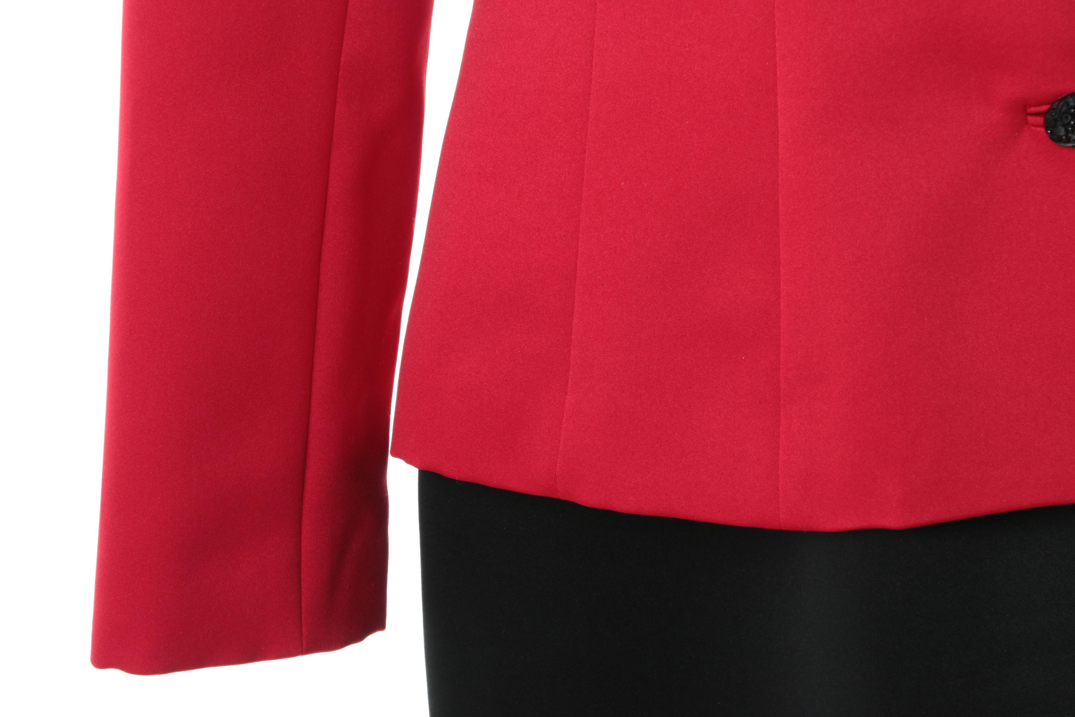 1980s Vintage Blacktie Oleg Cassini Red Blazer and Black Dress