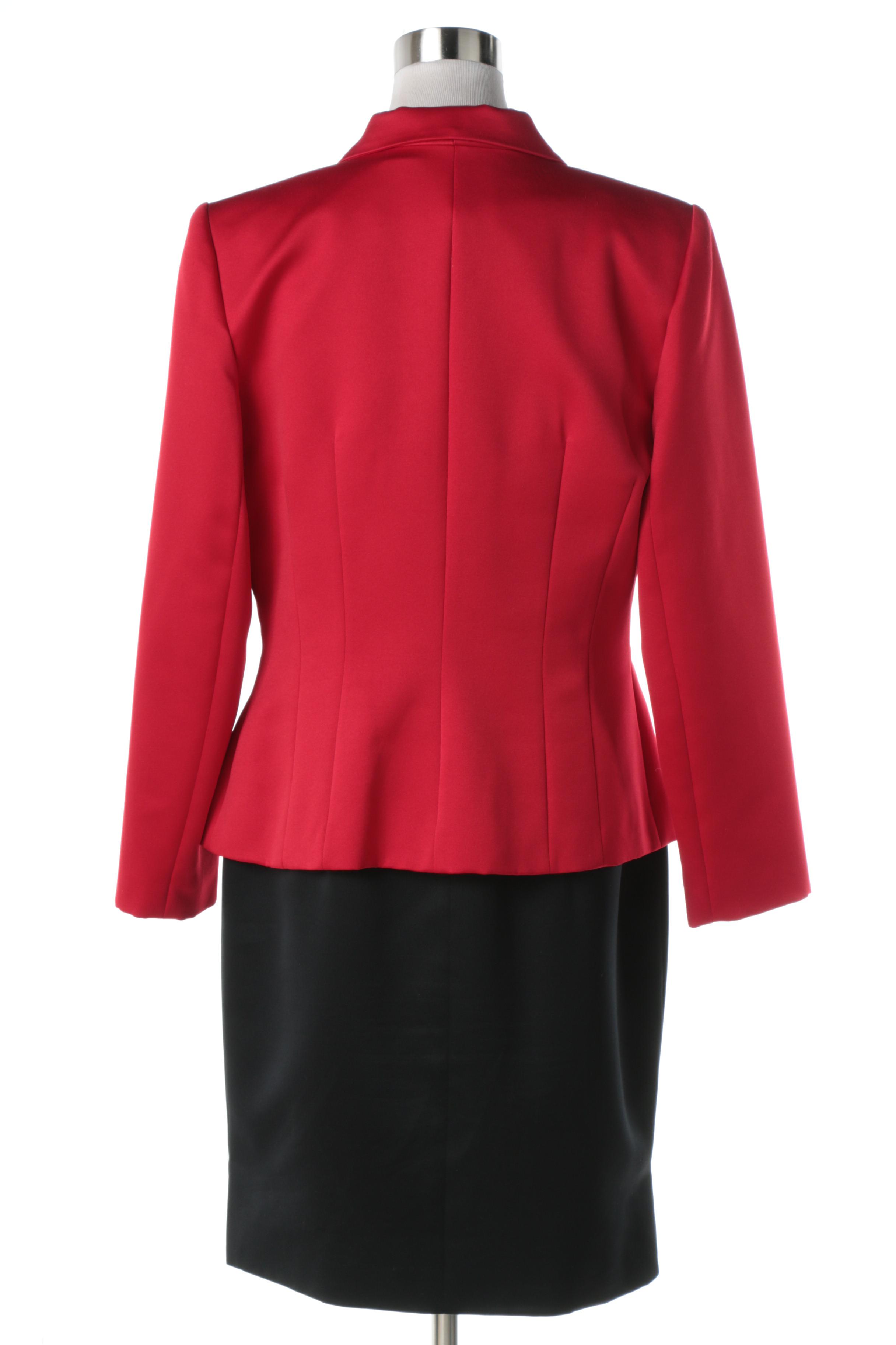 1980s Vintage Blacktie Oleg Cassini Red Blazer and Black Dress