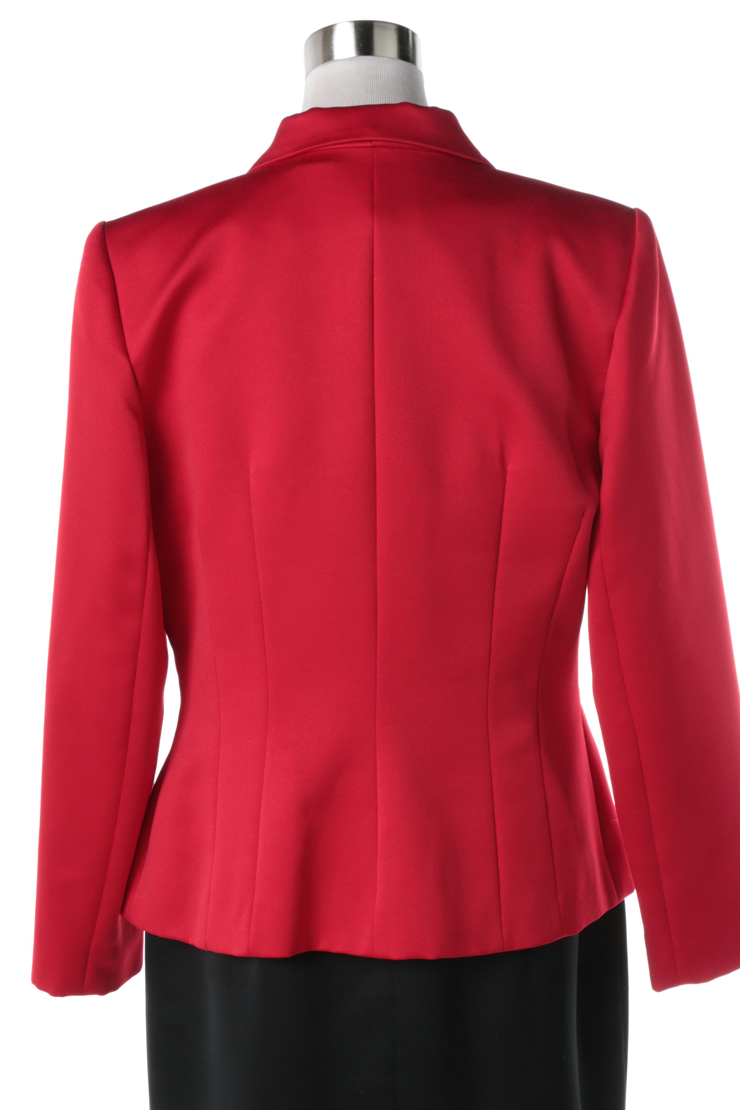 1980s Vintage Blacktie Oleg Cassini Red Blazer and Black Dress