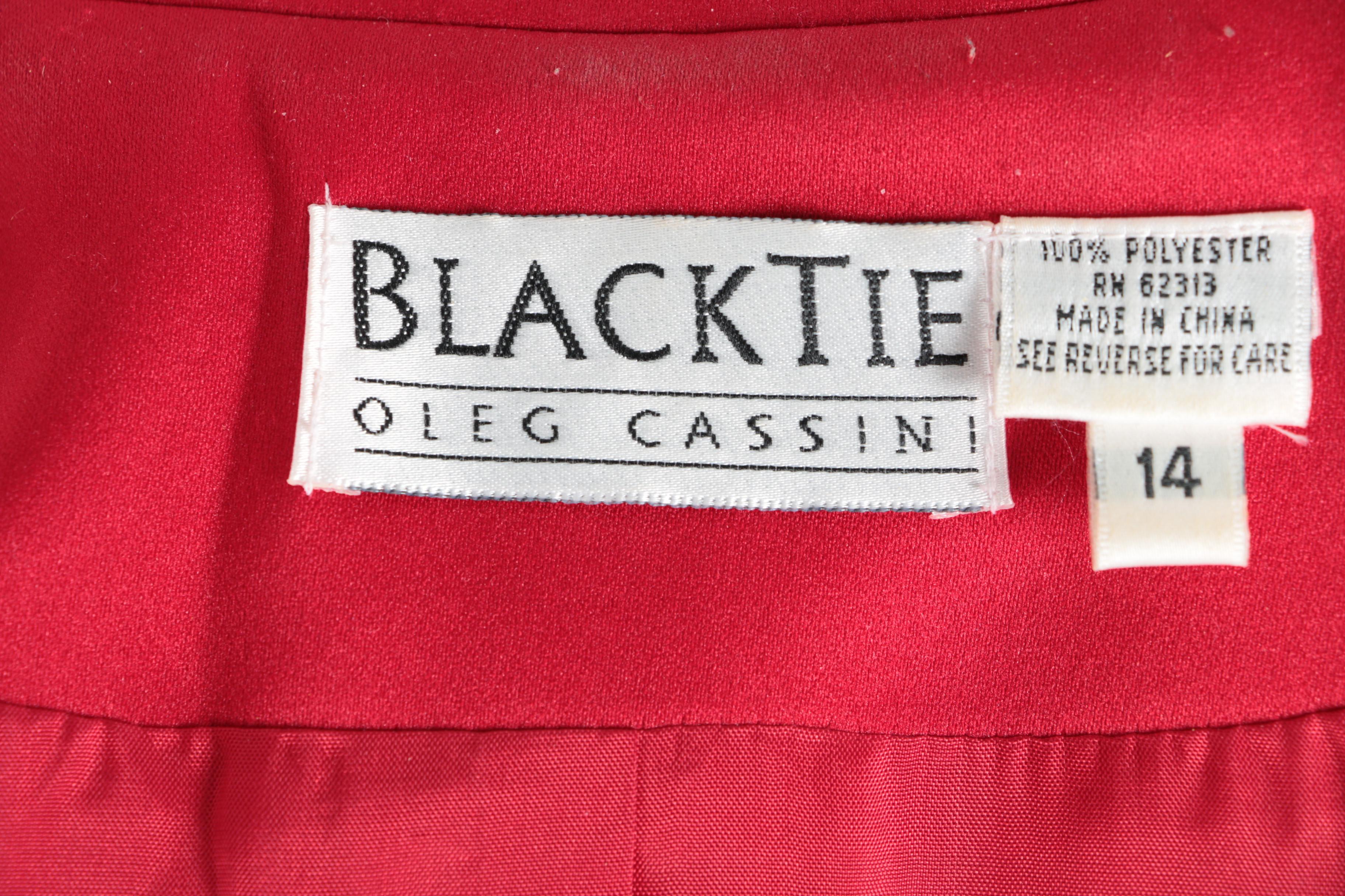 1980s Vintage Blacktie Oleg Cassini Red Blazer and Black Dress