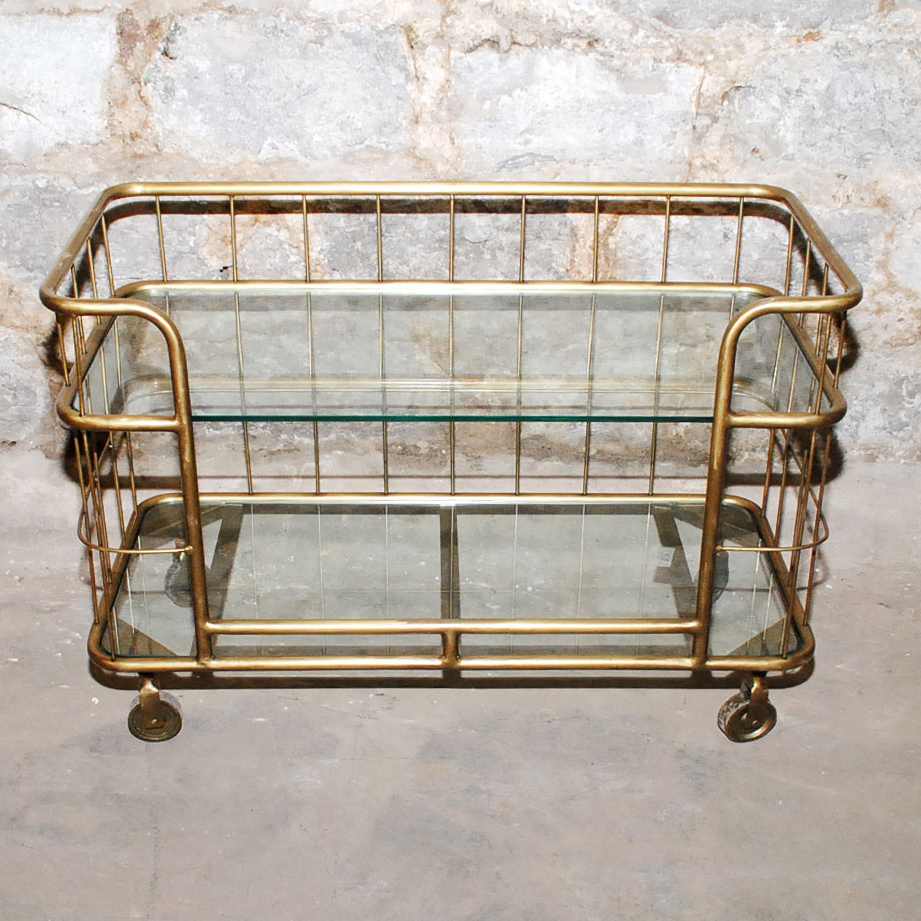 Low Metal and Glass Bar Cart