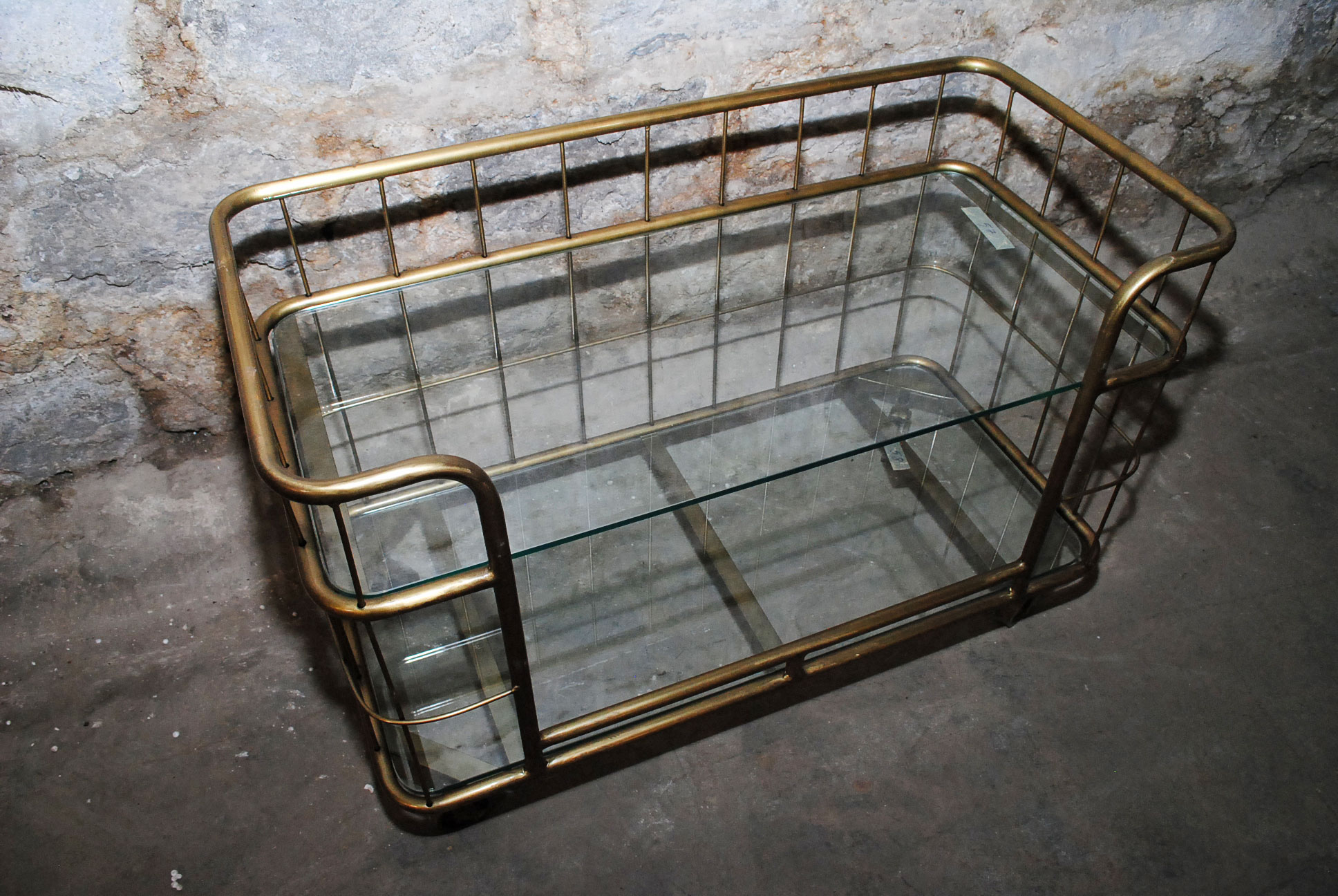 Low Metal and Glass Bar Cart