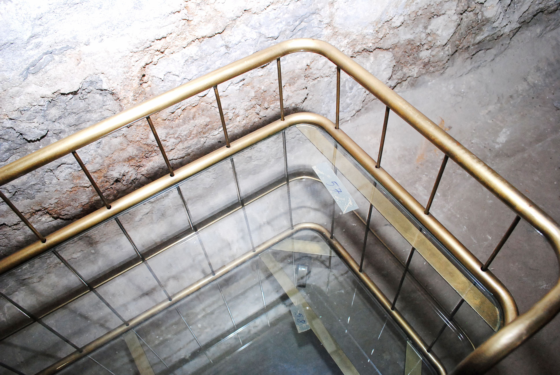 Low Metal and Glass Bar Cart