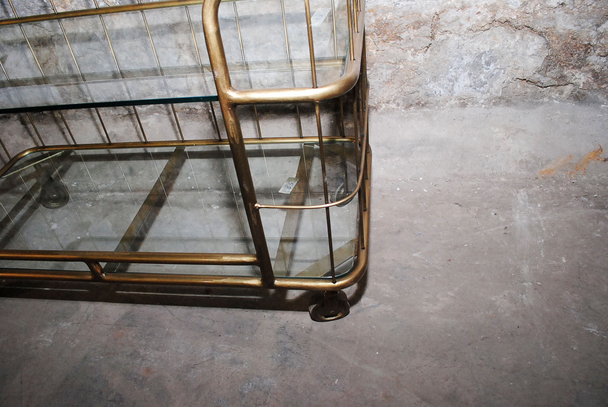 Low Metal and Glass Bar Cart