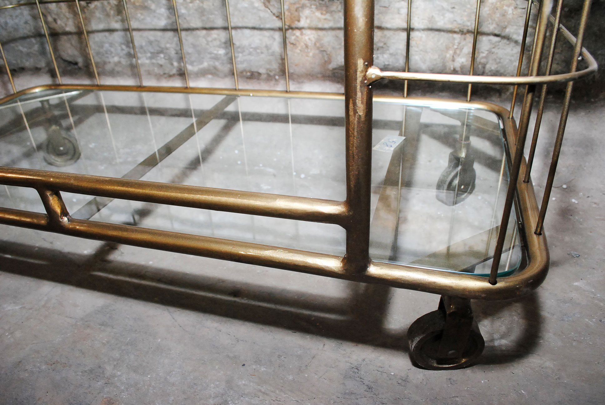 Low Metal and Glass Bar Cart