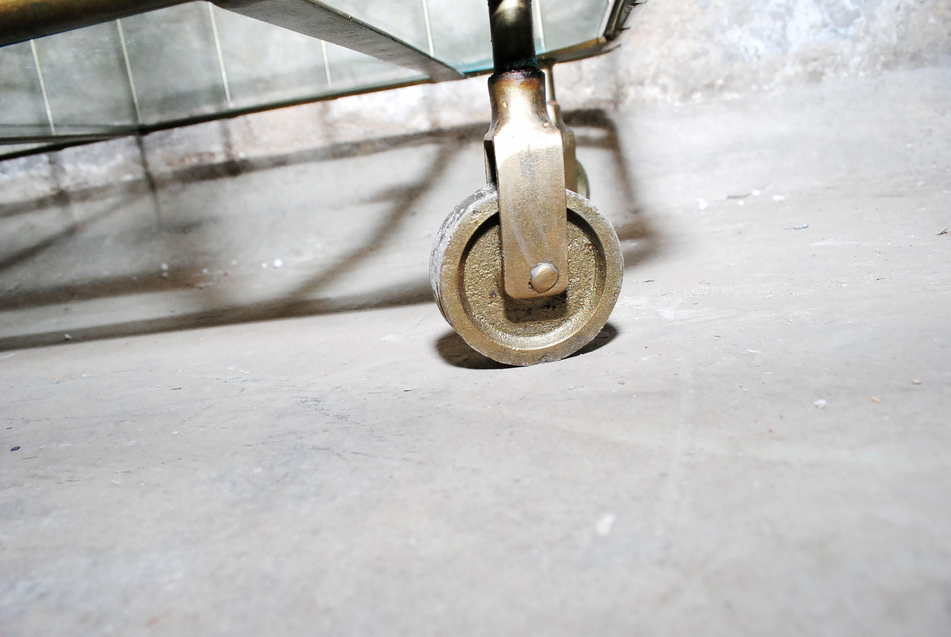 Low Metal and Glass Bar Cart