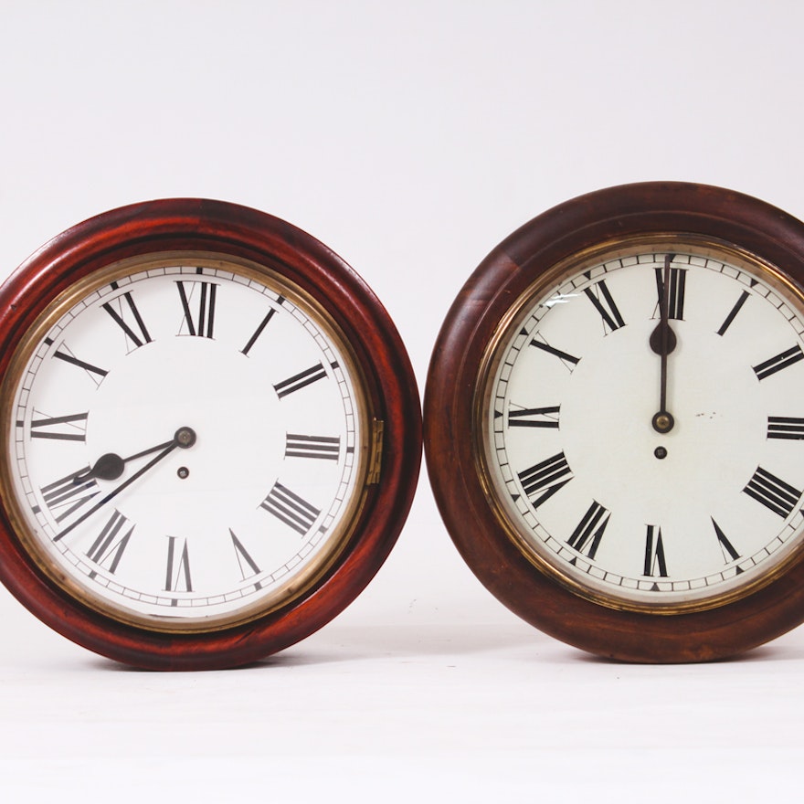 Pair of Round Wall Clocks