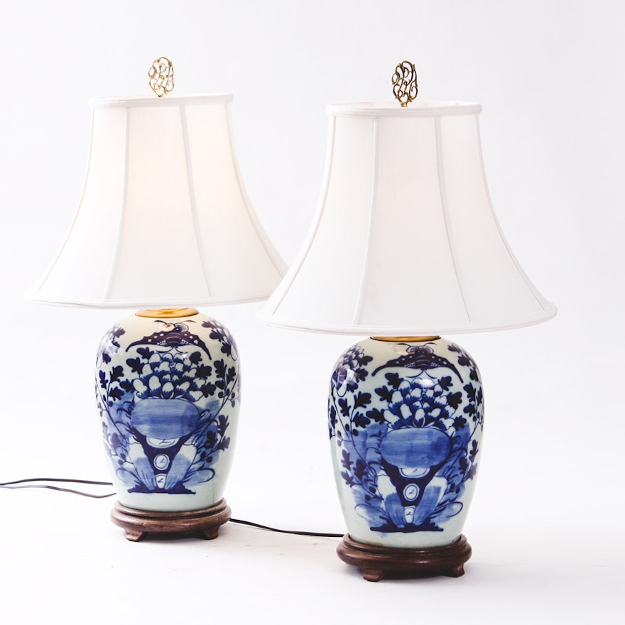 Pair of Asian Inspired Ceramic Table Lamps