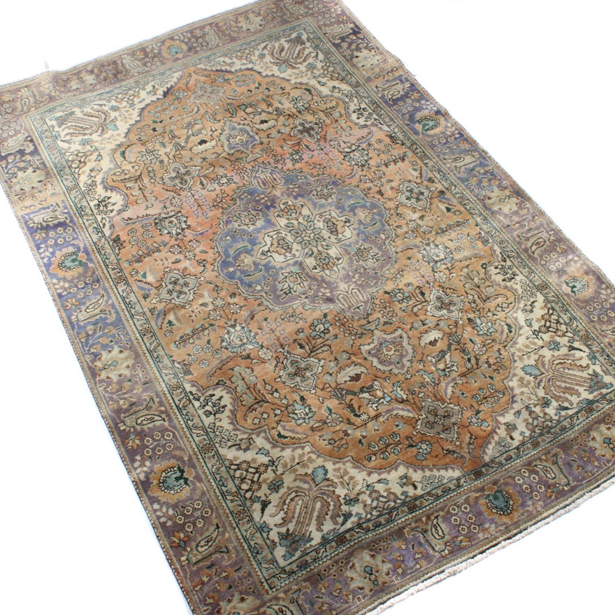 Vintage Hand Knotted Persian Tabriz Area Rug
