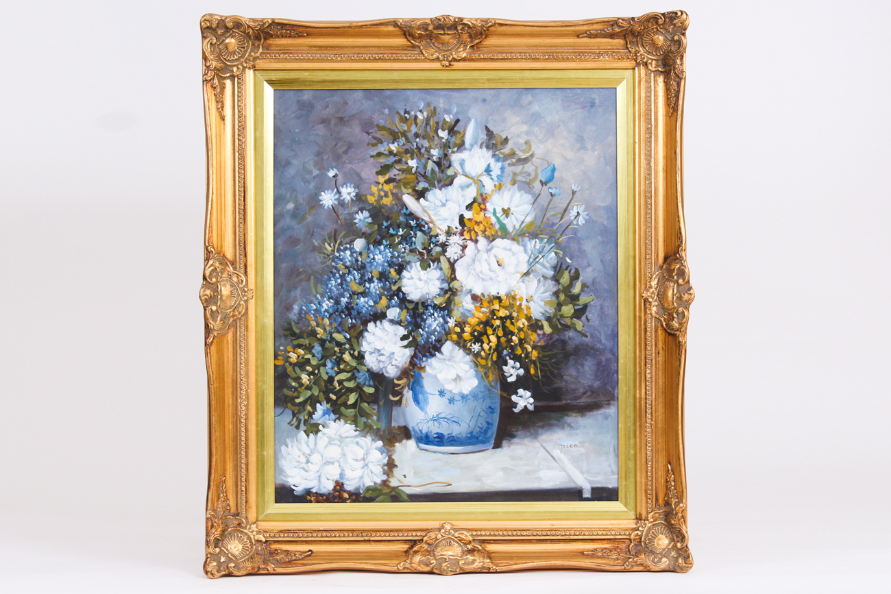 Pica Oil on Canvas of a Still Life with Flowers