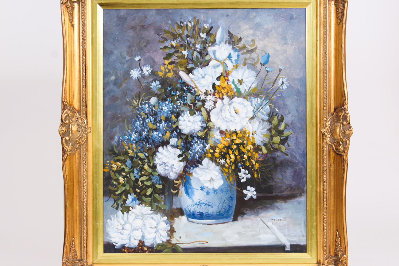 Pica Oil on Canvas of a Still Life with Flowers