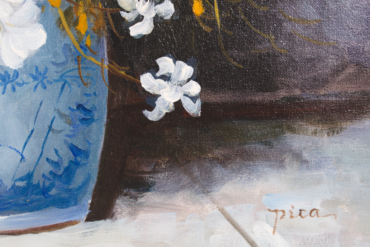 Pica Oil on Canvas of a Still Life with Flowers