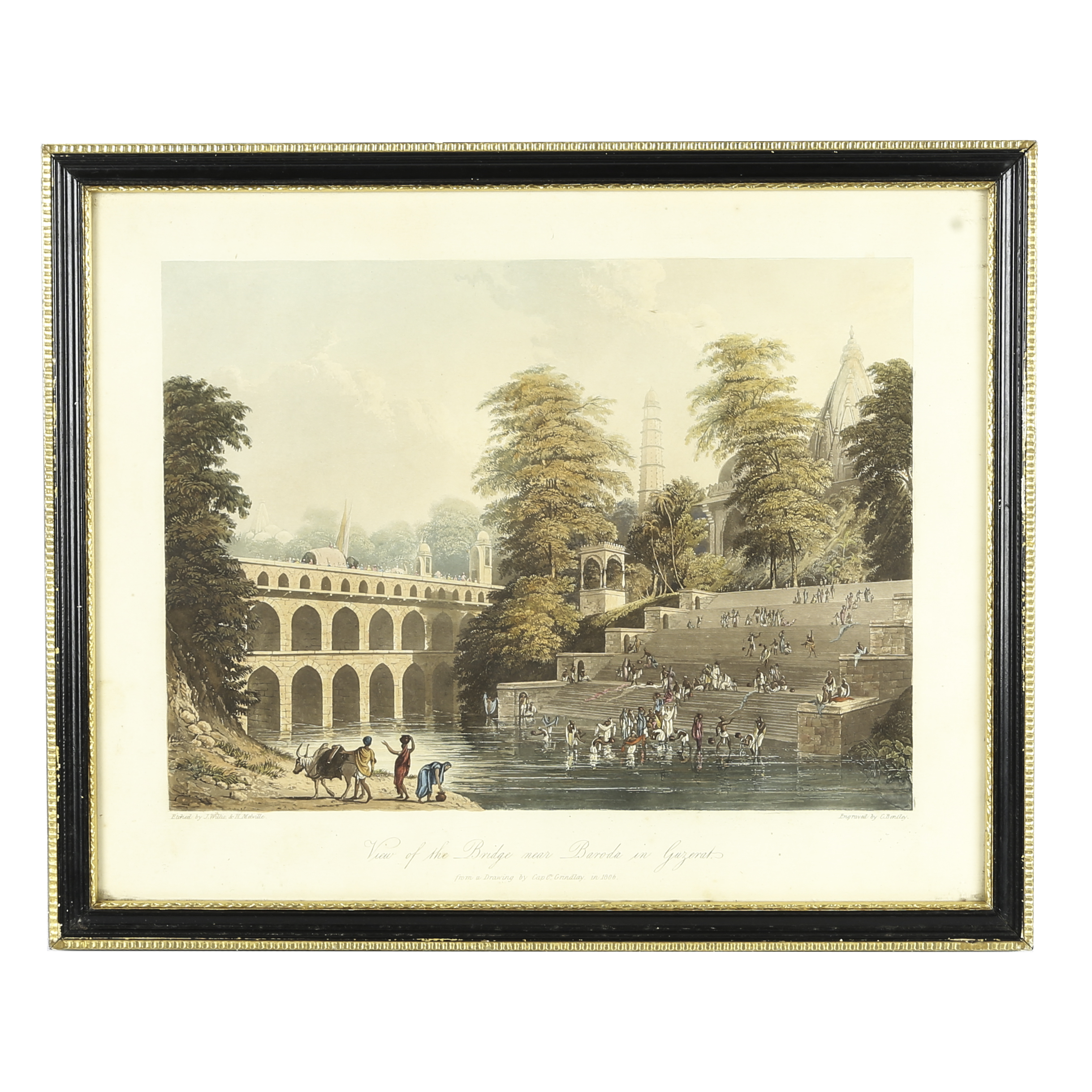 Antique Aquatint Etching After Captain Robert Melville Grindlay