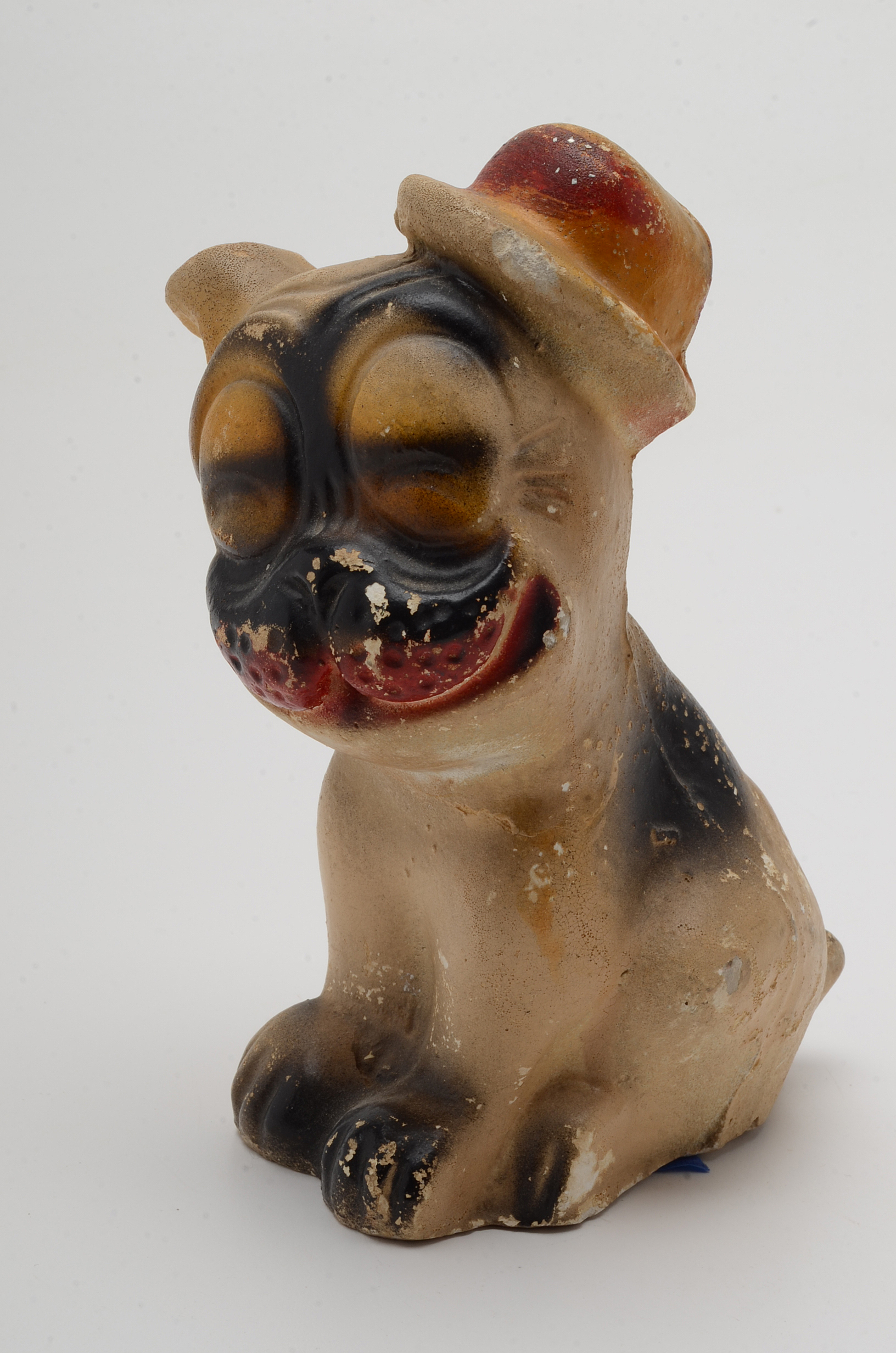 Vintage 1930's Hand Painted Carnival Chalkware  "Bonzo" Dog  Figurines.