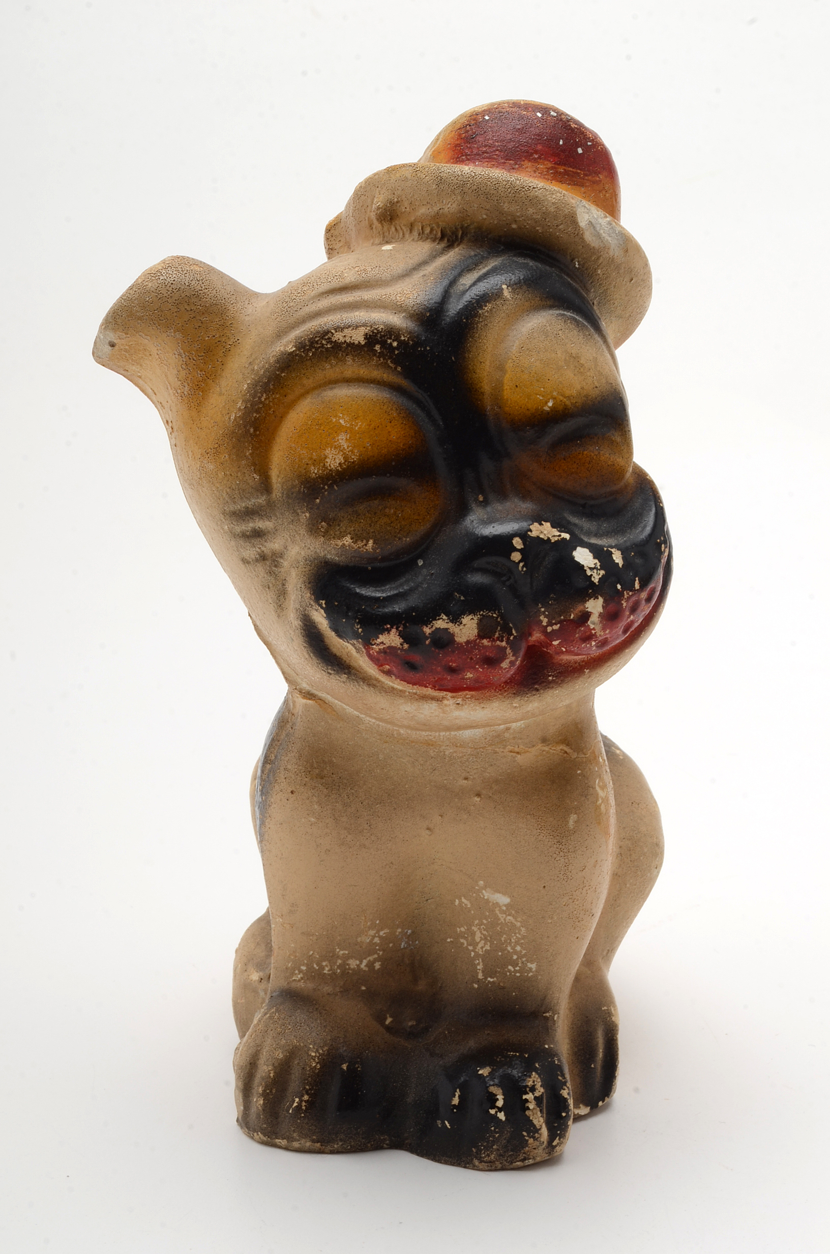 Vintage 1930's Hand Painted Carnival Chalkware  "Bonzo" Dog  Figurines.