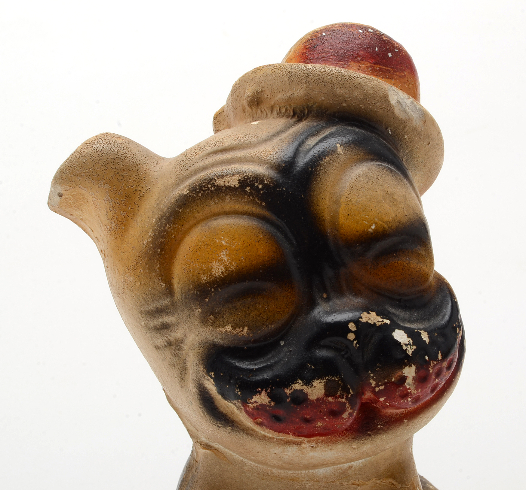 Vintage 1930's Hand Painted Carnival Chalkware  "Bonzo" Dog  Figurines.