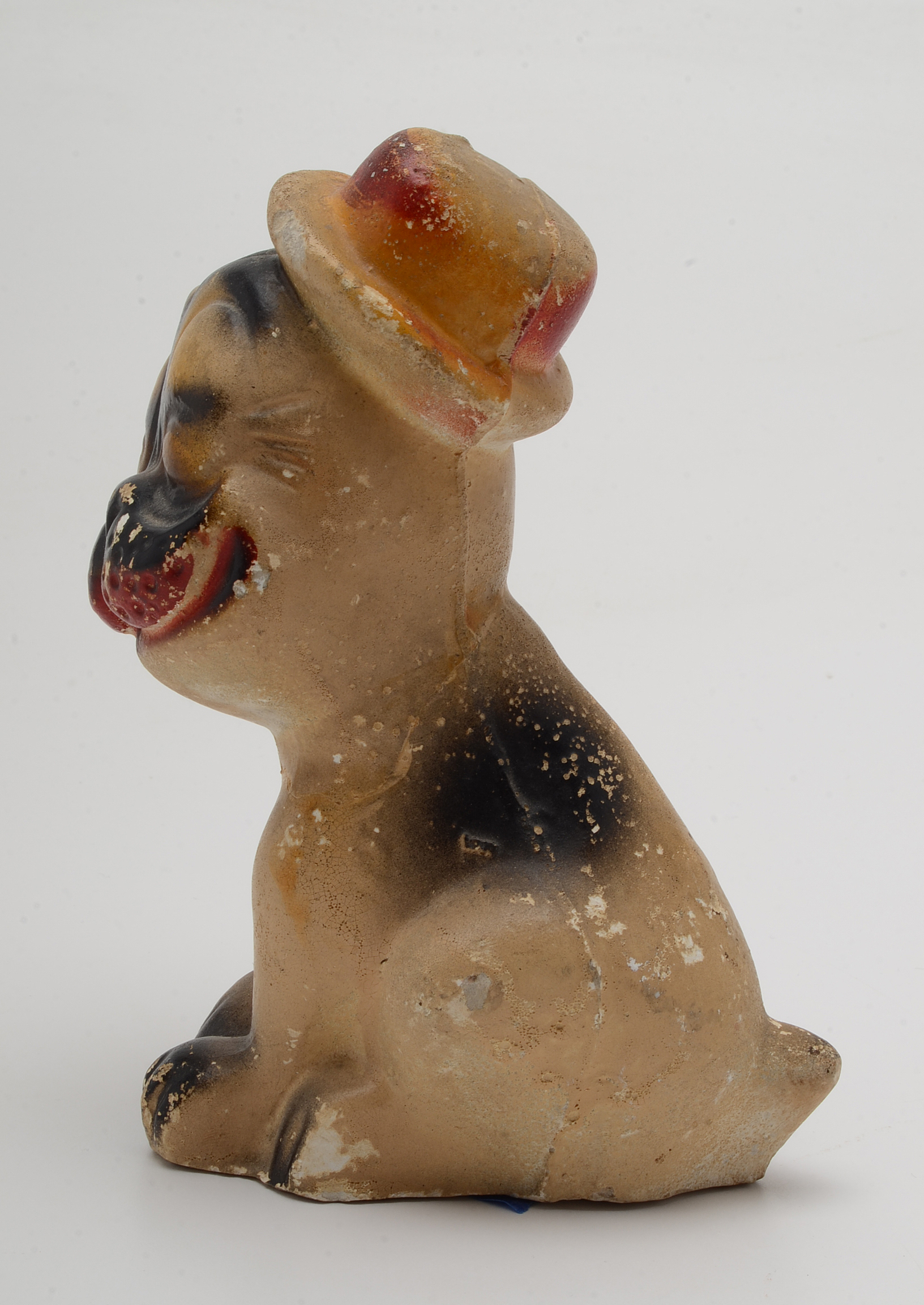 Vintage 1930's Hand Painted Carnival Chalkware  "Bonzo" Dog  Figurines.