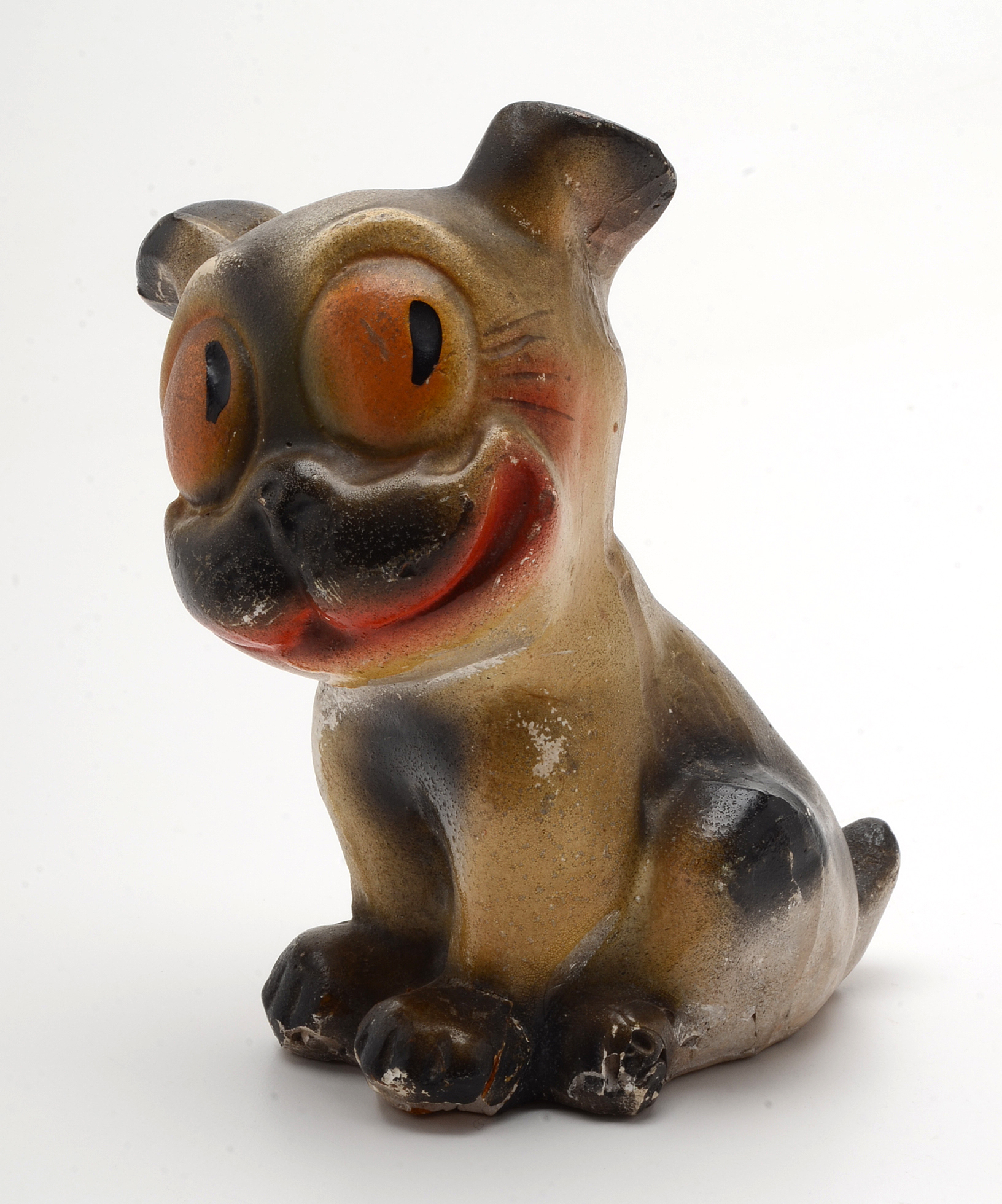 Vintage 1930's Hand Painted Carnival Chalkware  "Bonzo" Dog  Figurines.