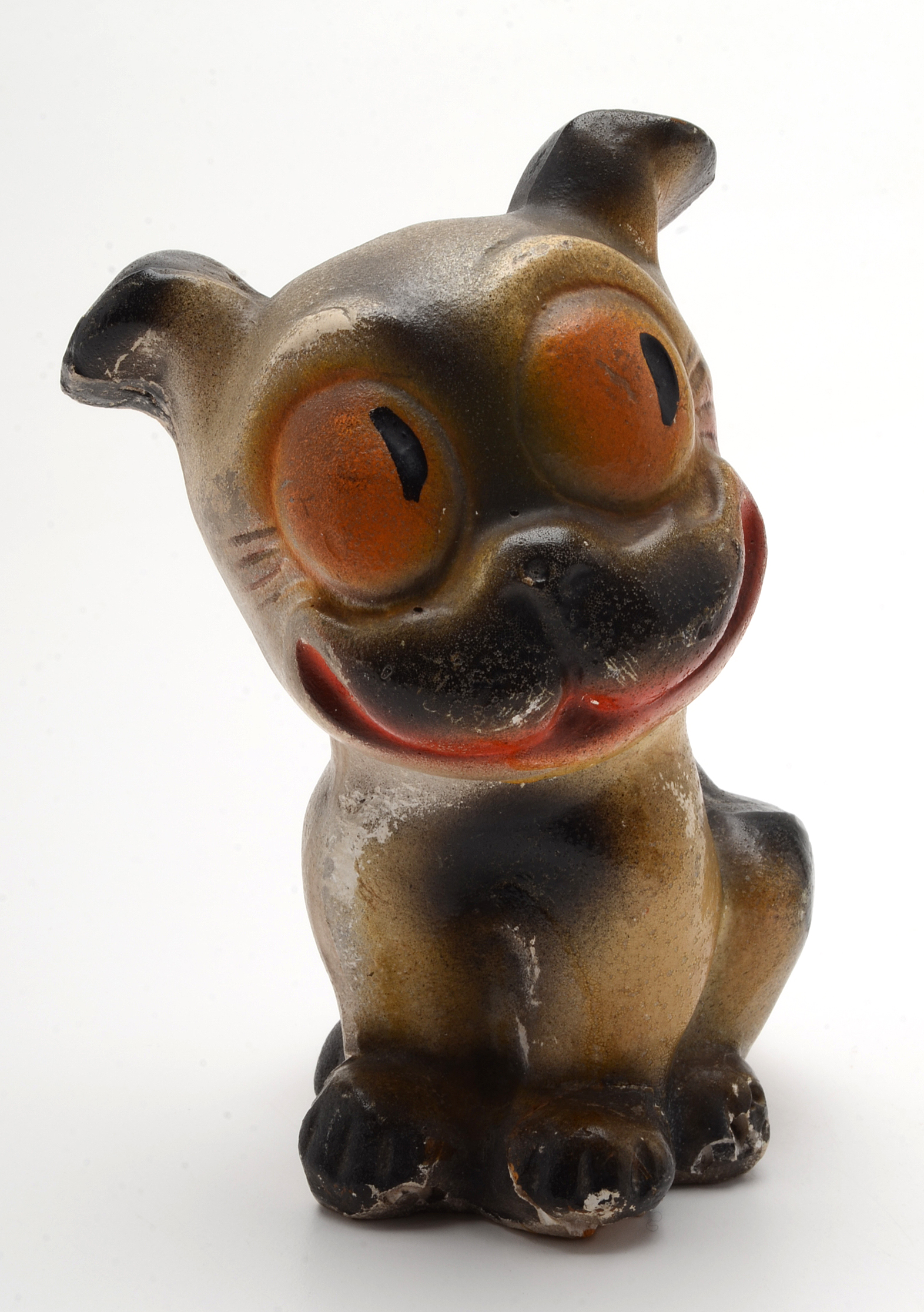 Vintage 1930's Hand Painted Carnival Chalkware  "Bonzo" Dog  Figurines.