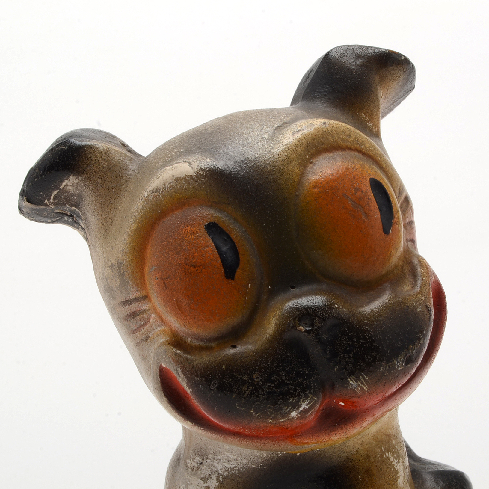 Vintage 1930's Hand Painted Carnival Chalkware  "Bonzo" Dog  Figurines.