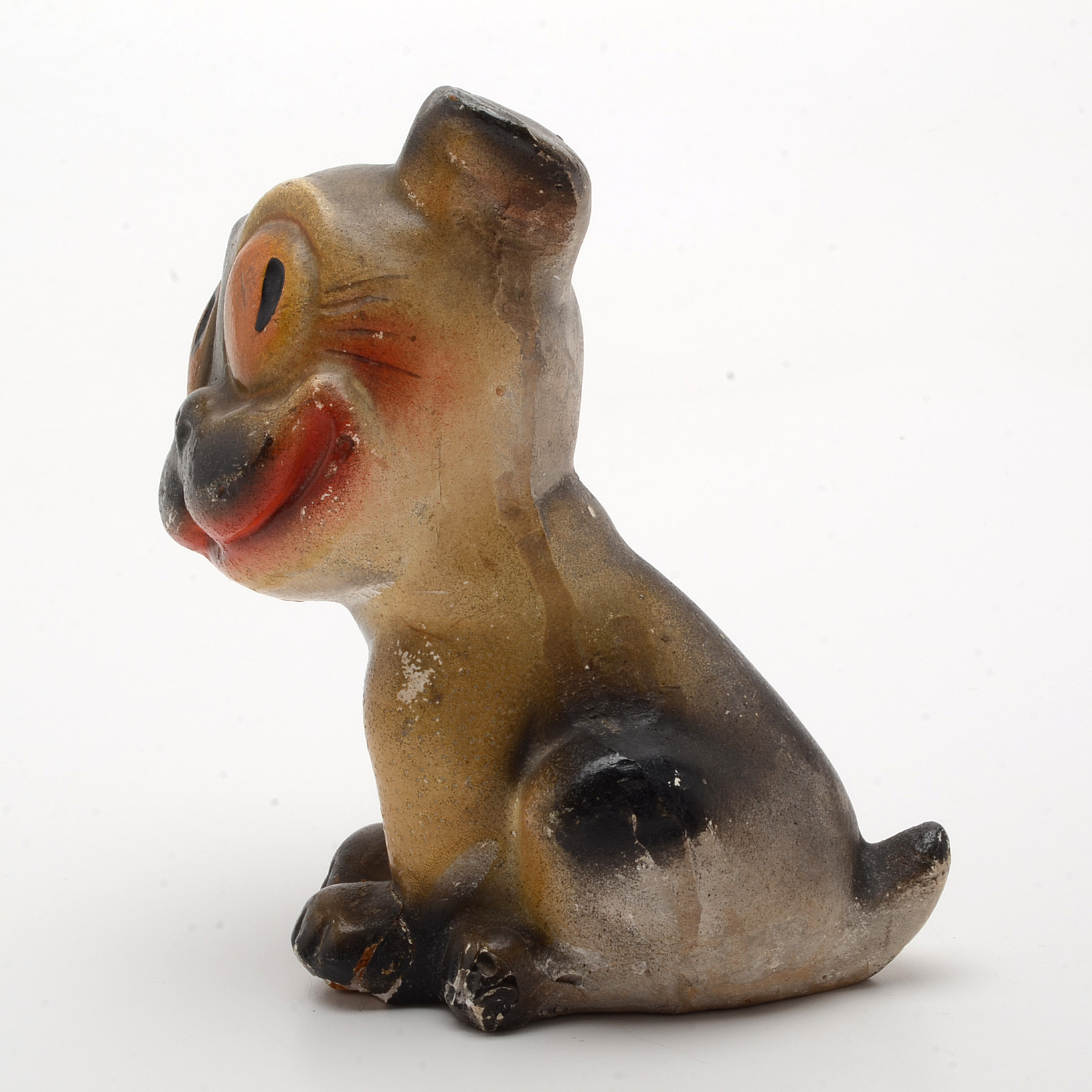 Vintage 1930's Hand Painted Carnival Chalkware  "Bonzo" Dog  Figurines.