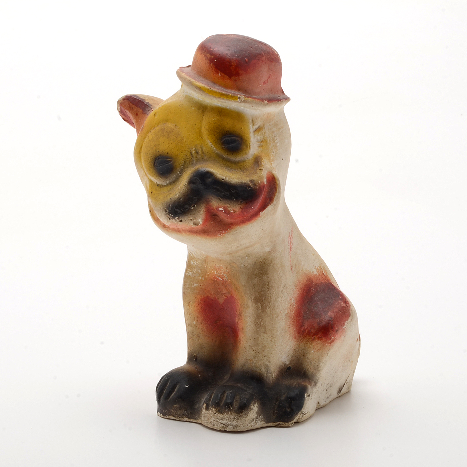 Vintage 1930's Hand Painted Carnival Chalkware  "Bonzo" Dog  Figurines.