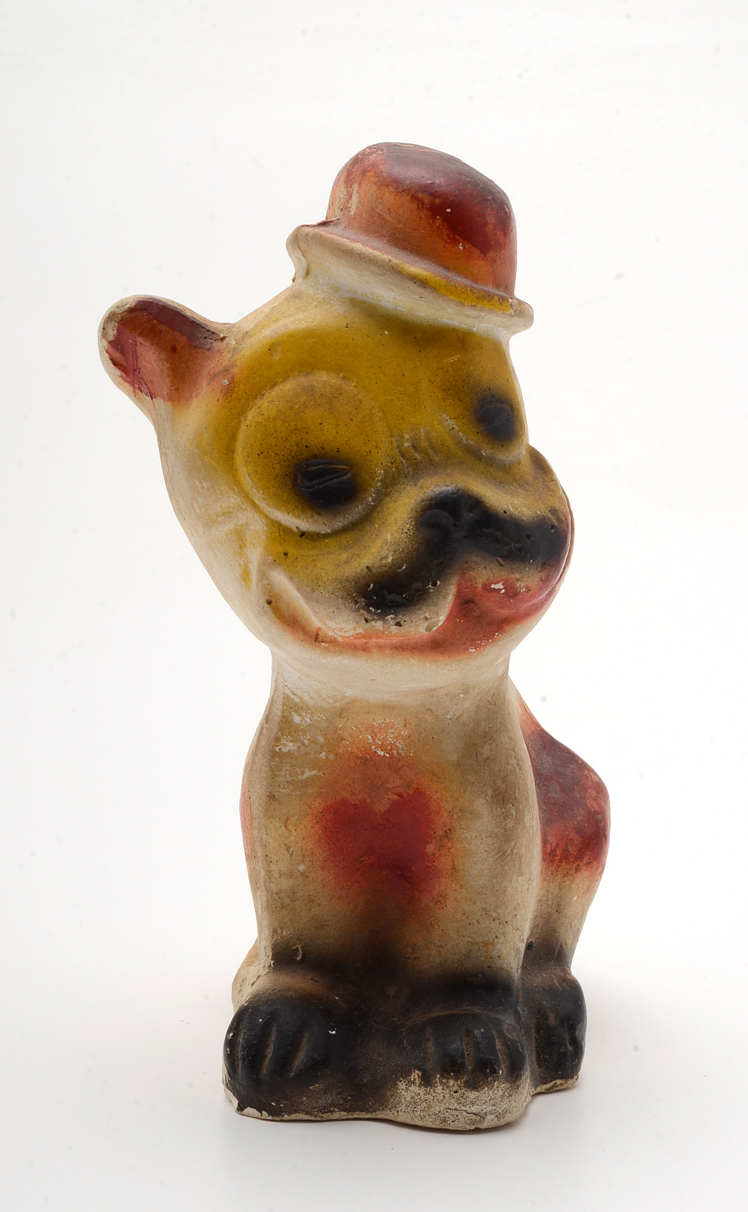 Vintage 1930's Hand Painted Carnival Chalkware  "Bonzo" Dog  Figurines.