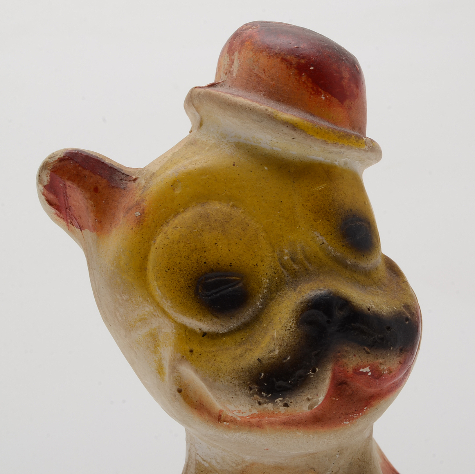 Vintage 1930's Hand Painted Carnival Chalkware  "Bonzo" Dog  Figurines.