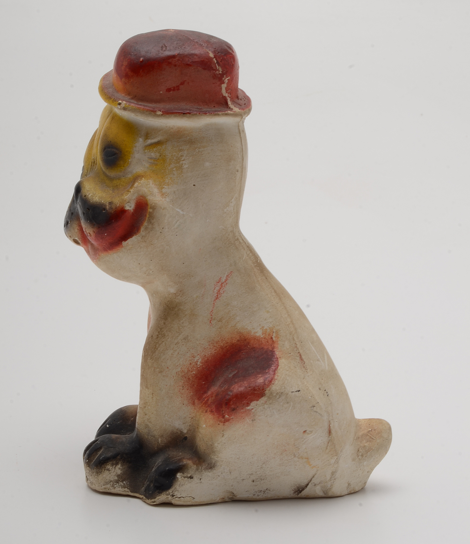 Vintage 1930's Hand Painted Carnival Chalkware  "Bonzo" Dog  Figurines.