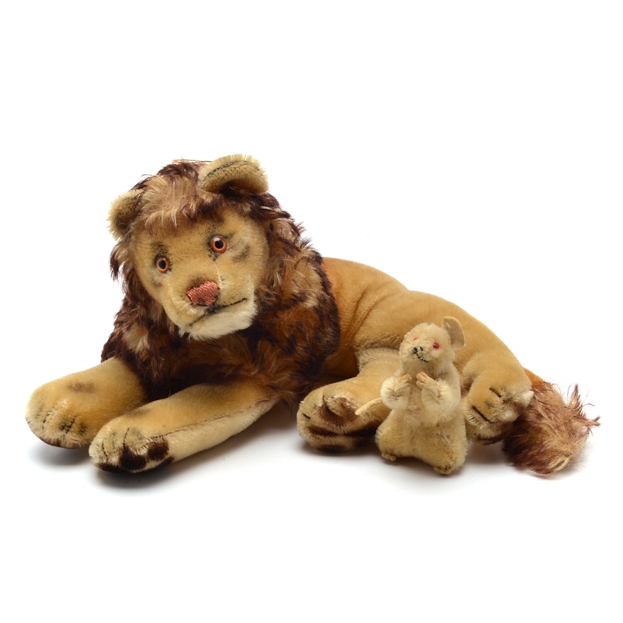 1950's Era Steiff "Leo" the Lion and The  White Mouse