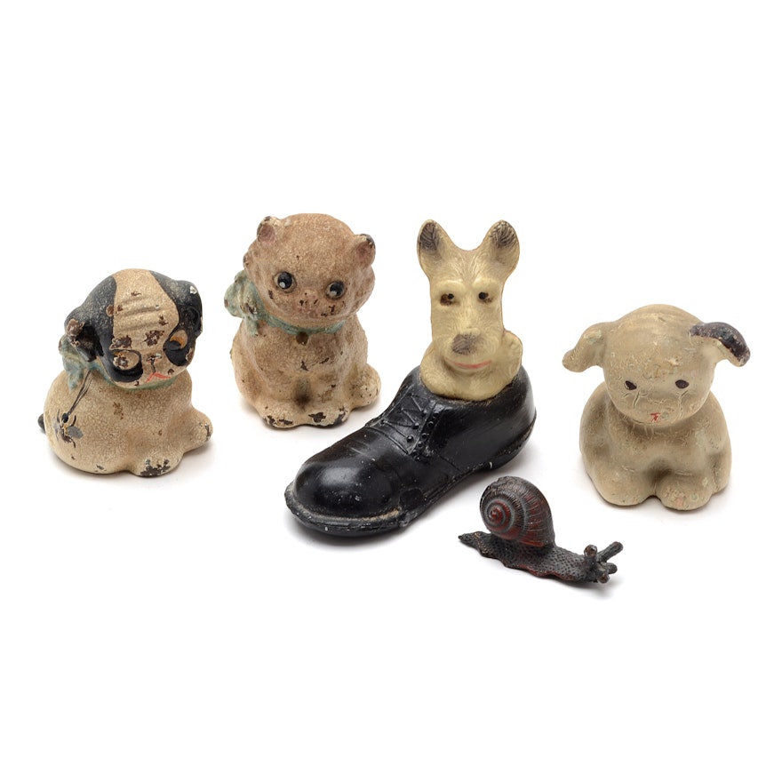 Five Vintage Small Animal Figurines